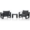 3 Piece Aluminum Frame Patio Furniture With 6.7" Thick Cushion And Coffee Table, All Weather Use Olefin Fabric Outdoor Chair - Gray / Black - Image 14