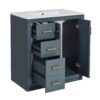 Bathroom Vanity With Ceramic Sink Combo, Frame Bathroom Storage Cabinet, Freestanding Vanity Set With 3 Drawers & Soft Closing Doors - Blue - Image 11