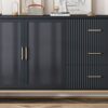 Queen Murphy Bed With Frosted Glass Doors Design, Fake Drawers, Metal Legs - Black - Image 18