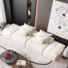Modern Oversized Modular Sectional Sofa With 2 Ottoman And 2 Seat, Sparkling Chenille Fabric Soft Cushion Sofa With 4 Pillows, 4 Pieces Diy Combination Tufted Sofa, No Assembly Required - Beige - Image 7