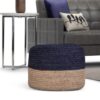 Lydia - Round Pouf - Navy / Natural - Image 7