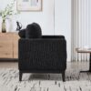 Wide Modern Farmhouse Performance Accent Chair With Black Legs, Wood Base Reading Armchair Single Sofa With 2 Bolster Pillows For Living Room Offices And Lounge - Black - Image 8