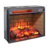 23" Infrared Quartz Heater Fireplace Insert -Woodlog Version With Brick - Antique Black - Image 6