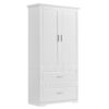 Tall Bathroom Storage Cabinet, With Two Doors And Drawers, Adjustable Shelf, MDF Board - White - Image 17