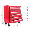 Red 7 Drawer Metal Rolling Tool Chest With Locking System And Wheels, Steel Construction - Red - Image 3