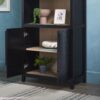 Modern 3 Shelf Open Arched Bookcase Cabinet - Black - Image 7