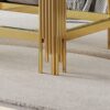 Top And Bottom Double Layer Tempered Glass Coffee Table And Mirror Finished Stainless Steel Frame - Gold - Image 7