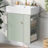 Modern Floating Bathroom Vanity With Ceramic Basin, Perfect For Small Bathrooms, Right Side Storage - Green - Image 19