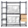Open Style Wardrobe With Hanging Rails, Shelves And Drawers - Black - Image 2