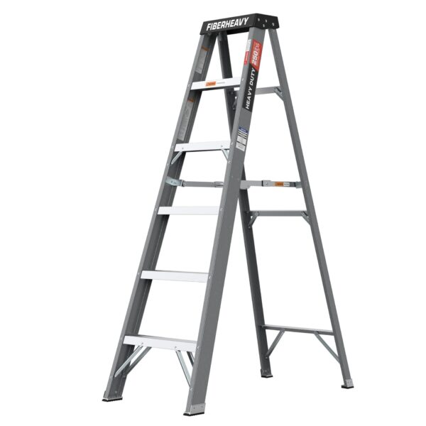 Fibreglass Step Ladder 6 Foot 250Lbs - Gray