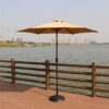 8.8' Outdoor Aluminum Patio Umbrella, Patio Umbrella, Market Umbrella With 33 Pounds Round Resin Umbrella Base, Push Button Tilt And Crank Lift - Taupe - Image 2