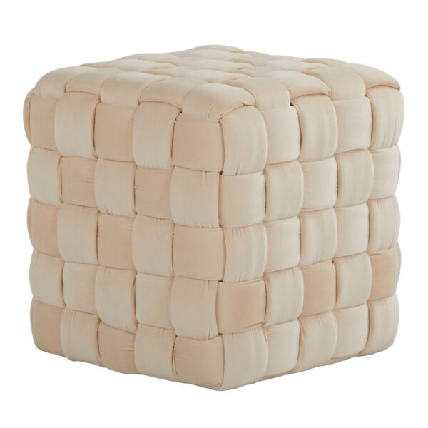 Square Braided Ottoman - Cream
