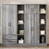 6 Door Wardrobe With Shelves And Drawers - Gray - Image 13