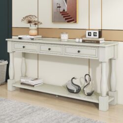 Console Table Long Console Table With Drawers And Shelf For Entryway, Hallway, Living Room - Antique White