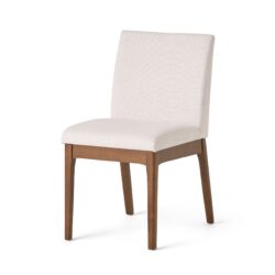 Contemporary Fabric Dining Chairs (Set of 2) - Light Beige / Walnut