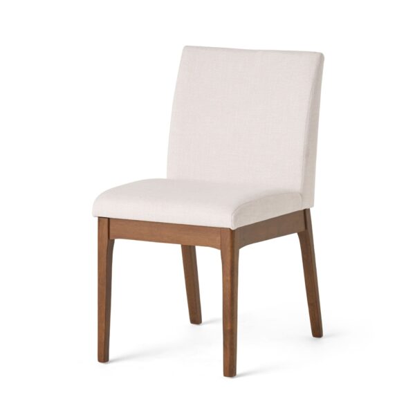Contemporary Fabric Dining Chairs (Set of 2) - Light Beige / Walnut
