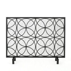 Thayer - Single Panel Iron Fireplace Screen With Geometric Pattern - Black