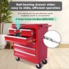 5 Drawer Metal Rolling Tool Chest With Locking System And Wheels - Red - Image 5