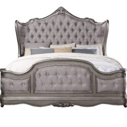 Ariadne - Eastern King Velvet Bed - Antique Silver