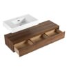 Modern Wall Mounted Bathroom Vanity With Resin Sink And Soft Close Drawer - Brown Ebony - Image 20