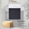 Modern Floating Bathroom Vanity With Ceramic Basin, Perfect For Small Bathrooms, Left Side Storage - Black - Image 9