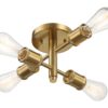 Ephemeral - 4 Lights Semi Flush Mount Retro Hallway Kitchen Bedroom Living Room Ceiling Pendant - Antique Brass / Clear / Gold - Image 3