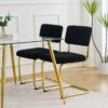 Modern Simple Light Luxury Dining Chair With Metal Legs, Teddy Material, (Set of 2) - Black - Image 8