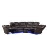 Modern Faux Leather Manual Reclining With Center Console And LED Light Strip, Living Room Furniture Set, Symmetrical Couch With 2 Cup Holders And Storage For Living Room - Brown - Image 9