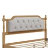 Full Size Traditional Style Solid Bed Frame With Upholstered Tufted Headboard, No Box Spring Needed - Antique Walnut - Image 8
