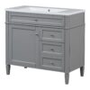 Bathroom Vanity With Top Sink, Modern Bathroom Storage Cabinet With 2 Drawers And A Tip-Out Drawer, Single Sink Bathroom Vanity - Gray - Image 13