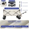 Folding Wagon, Heavy Duty Utility Beach Wagon Cart For Sand With Big Wheels, Adjustable Handle & Drink Holders For Shopping, Camping, Garden And Outdoor - Antique White / Gray - Image 12