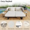 Outdoor Patio Daybed Rattan Daybed Outdoor Sunbed With Detachable Pillows For Patio, Backyard, Pool - Beige - Image 6