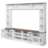 Wall Unit Entertainment Center With Bookshelves For TVs Up To 80", Modern TV Stand Media Console With Cabinets, Tempered Glass Doors And Adjustable Shelves For Living Room - White - Image 15