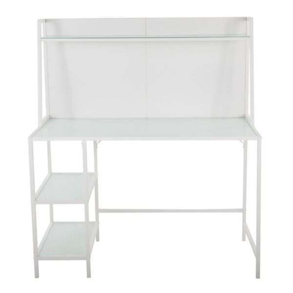 Geo - Tier Contemporary Desk - White / Frosted