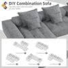 Modern Oversized Modular Sectional Sofa, Sparkling Chenille Fabric Soft Cushion Sofa With 6 Pillows, 6 Pieces Diy Combination Tufted Sofa, No Assembly Required - Gray - Image 15