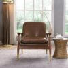 Accent Chair With Cushioned Seat, Brass Tipped Legs - Dark Brown - Image 4