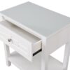 Dylan - Wooden End Side Table Nightstand With Glass Top And Drawer - White - Image 4