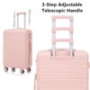 Set 3 Pieces 20" / 24" / 28" Abs Spinner Wheel Luggage, Matching Color, With Combination Lock - Pink - Image 11