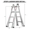 Multi-Position Foldable Aluminum Ladder, A-Frame And Straight Ladder, Ansi 250Lbs - Gray - Image 3