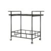 2 Tier Bar Cart, Utility Cart, Rolling Serving Cart, Kitchen Cart With Storage Shelves - Black - Image 2