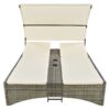 Patio Daybed Outdoor Daybed Sun Lounger With Shelter Roof With Adjustable Backrest, Storage Box And 2 Cup Holders For Patio, Balcony, Poolside - Cream - Image 8