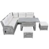 Outdoor Furniture Set Patio Rattan Furniture Set With An Adjustable Table, Recliners With Extendable Side Tables, And 2 Ottomans For Patio, Lawn, Backyard, Pool - Beige - Image 16
