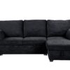 Ember - Sleeper Sectional With Reversible Storage Chaise, USB Charging Ports, And Cupholders - Black - Image 4