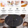 59.05" Modern Artificial Stone Round Black Carbon Steel Base Dining Table, Can Accommodate 6 People - Black - Image 4