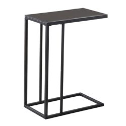 Accent Table, C - Shaped, Tempered Glass, Contemporary & Modern - Black
