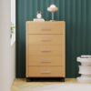 Borah - Contemporary Wood 5 Drawer Dresser - Natural - Image 4