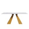 70.87" Modern Artificial Stone White Straight Edge Metal Leg Dining Table - White / Gold - Image 3