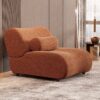 1 Piece Modern Modular Chenille Sofa With Reclined Backrest & Cylindrical Pillows, Upholstery, Sectional For Large Spaces - Rust Orange - Image 3