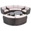 9 Pieces Outdoor Half-Moon Patio Sofa Set, Round Sofa Set, Modern Style Sofa - Brown / Beige - Image 14