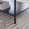 Upholstered Ottoman Coffee Table Foot Rest With Metal Legs And Wooden Storage Shelf - Charcoal - Image 7